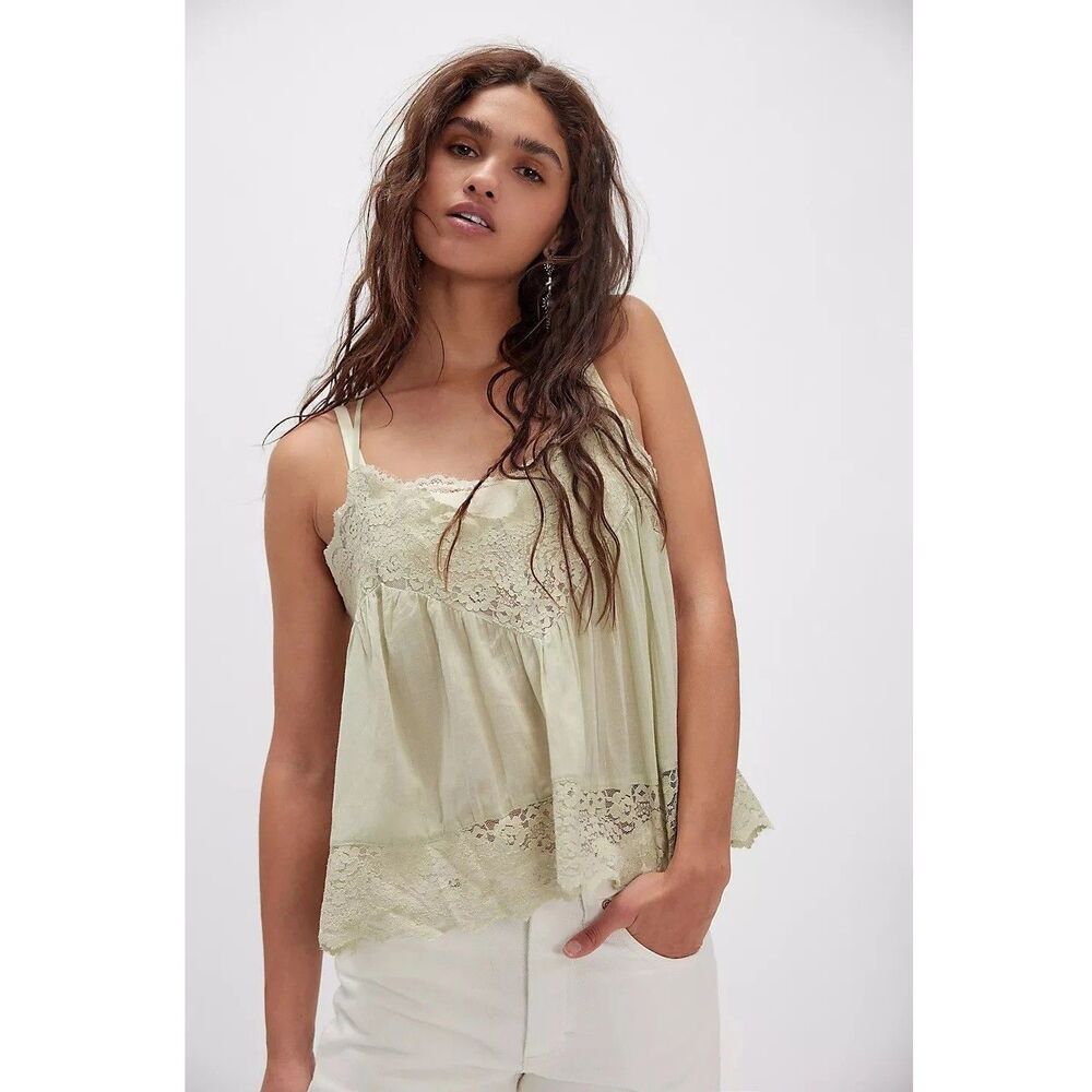 Intimately Free People Fiona Cami Blouse Top Tank Sleeveless Lace Slip XS 289594